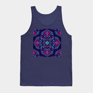 Navy Geometric Flower Mandala Tank Top